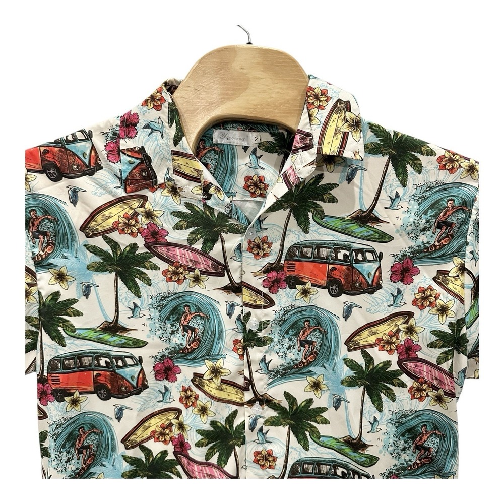 Yoimira Floral Aloha Beach Hawaiian Button-Down Shirt Men's XL Multicolor